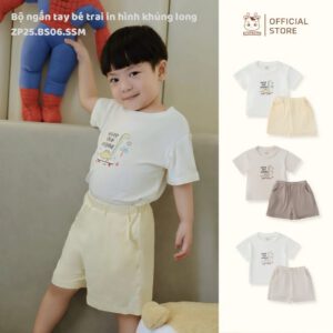 Bộ ngắn tay bé trai in hình khủng long
